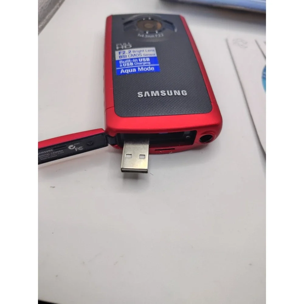 Samsung HMX-W200 Waterproof HD Camcorder 1080p Rugged Red Tested Working